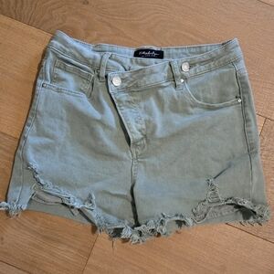 NWOT Willow Botique Jean Shorts Size Large Army Green Color